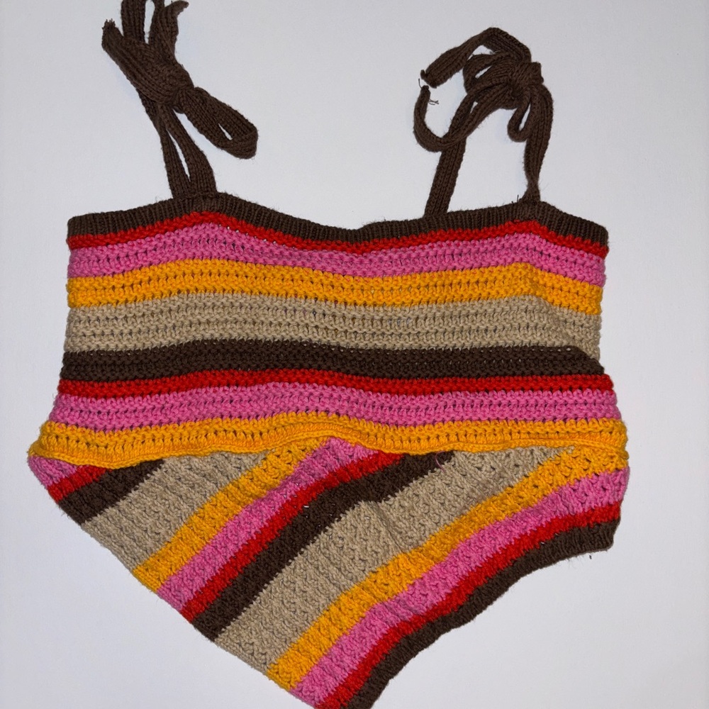 Urban Outfitters Striped Crochet Halter Top